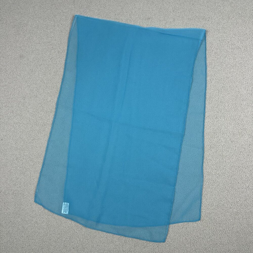 Vtg Vera Sheer Scarf Bright Blue Sheer 44x14” Polyester Neumann Hand Rolled